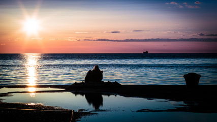 couple watching a romantic sunset