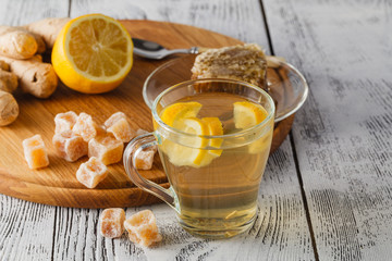 Tea with ginger and lemon