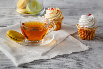 close-up of various cakes and chocolates on a white plate studio
