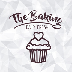 Muffin cupcake icon. Bakery food daily and fresh theme. Polygonal background. Vector illustration
