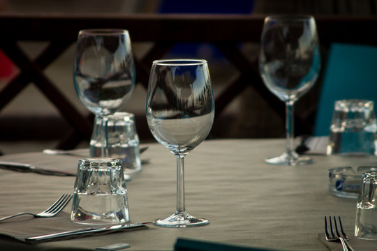 Three glasses waiting for guests