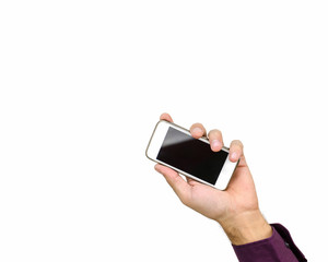Hands holding broken phone