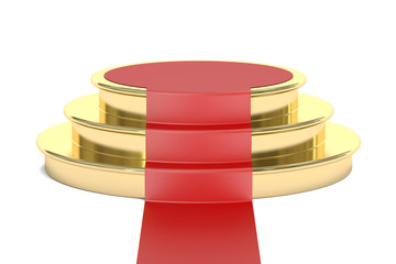 Podium with red carpet, 3D rendering