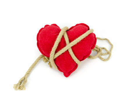 velvet heart wrapped with rope, captured hearts
