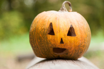 festive yellow pumpkin on Halloween