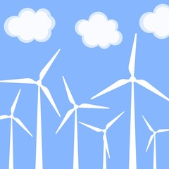 Wind turbine vector illustration. Windmill. Wind turbine landscape illustration.