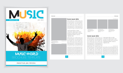 Music newspaper template, vector