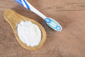 Baking soda and toothbrush