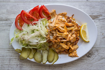 Turkish Chicken Doner Kebab with rice