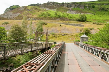 Fototapeta na wymiar Rusty old bridge in the Elan valley.