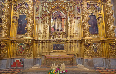SEGOVIA, SPAIN, APRIL - 14, 2016: The baroque altar of St. Anthony in Cathedral of Our Lady of Assumption designed by Jose Vallejo Vivanco (1615).