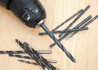 Power drill detail and bits.