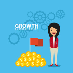 Business growth funds flat icons vector illustration design