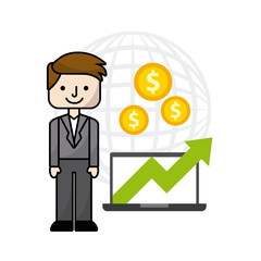 Business growth funds flat icons vector illustration design