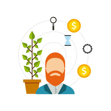 Business growth funds flat icons vector illustration design