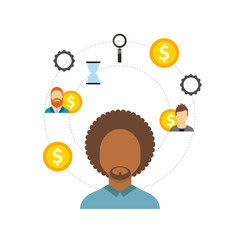 Business growth funds flat icons vector illustration design