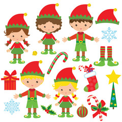 Christmas elf vector cartoon illustration