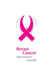Pink ribbon, heallth concept of breast cancer awareness month
