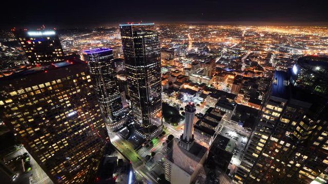 Time Lapse of Downtown LA Night City Lights 
