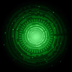 Abstract circle technology background with bright flare