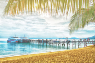 HDR and blurry of Samui Pier and port of samui for tourist comin