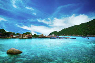 blurry of View of Nang Yuan island Thailand