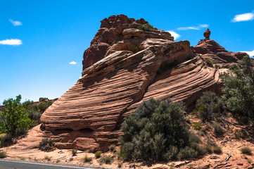 View of stratified rocks in Arches National Park,  Utah
