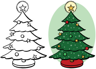 Decorated Christmas tree icon