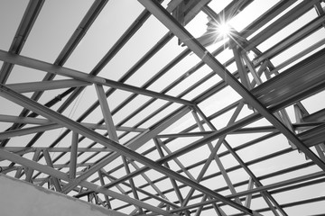 Structure of steel roof.