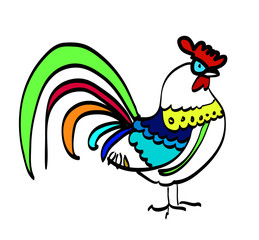 Rooster vector. New Year with chinese symbol of rooster