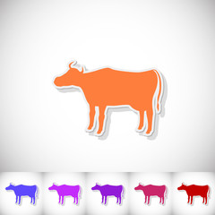 Cow. Flat sticker with shadow on white background