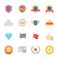 Trophy Awards vector color icons set