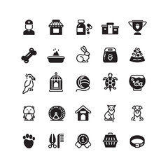 Vector pets black icons