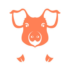 pig head face vector illustration style Flat