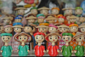 Vietnamese wooden traditional dolls in Hanoi