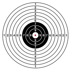 Blank template for sport target vector shooting competition. Clean target with numbers for set shooting range or pistol shooting. large isolated target