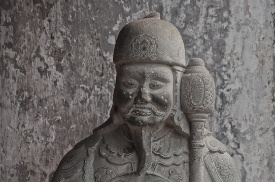Chinese ancient warrior stone statue