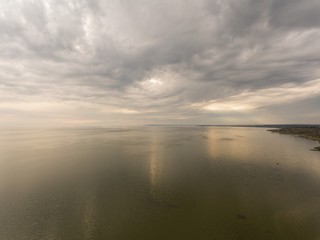 Fototapeta premium Aerial view. Sea and beautiful cloud on the sky.