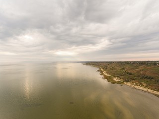 Aerial view. Sea and beautiful cloud on the sky.