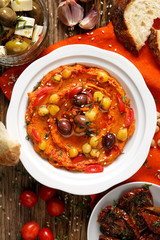 Sun dried tomato hummus, top view