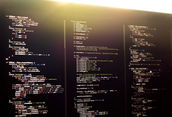 js code on laptop screen, web development
