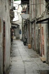Old classic vintage pavement alley in Macau China