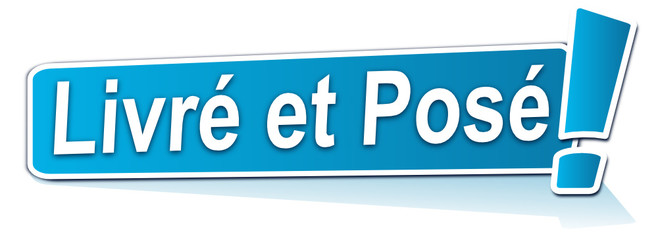 livr&eacute; et pos&eacute; sur symbole &eacute;tiquette bleue
