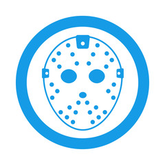 Icono plano mascara portero hockey en circulo color azul