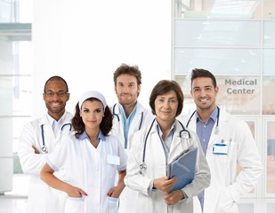 Group portrait of medical staff at clinic