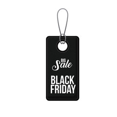 hanging black tag icon. Black friday price offer discount and market design. Isolated design. Vector illustration