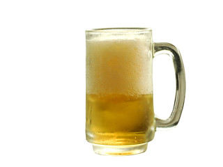 Glass of frosty beer isolated on white background. (Clipping Path included)