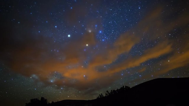 MoCo Astro Time Lapse of Milky Way over Desert Mountain in Arizona -Zoom In-