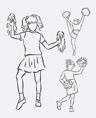 Cheerleader female action sketch. Good use for symbol, logo, web icon, mascot, decoration element, object, sign, or any design you want.