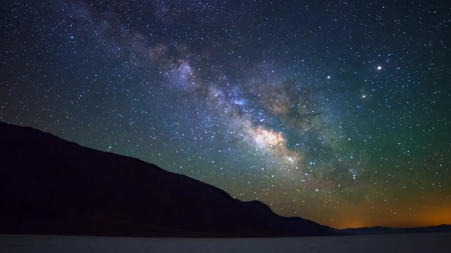 Astro Time Lapse of Milky Way over Badwater in Death Valley -Zoom Out-